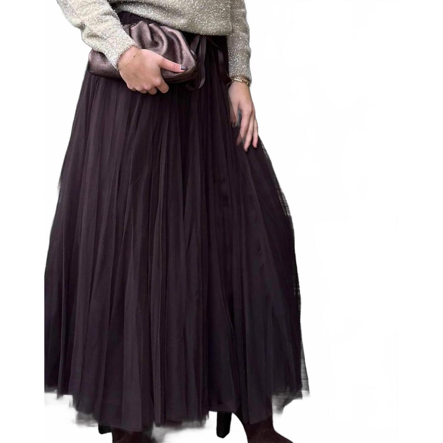New Brand Bazar Courtney Tulle Skirt In Chocolate